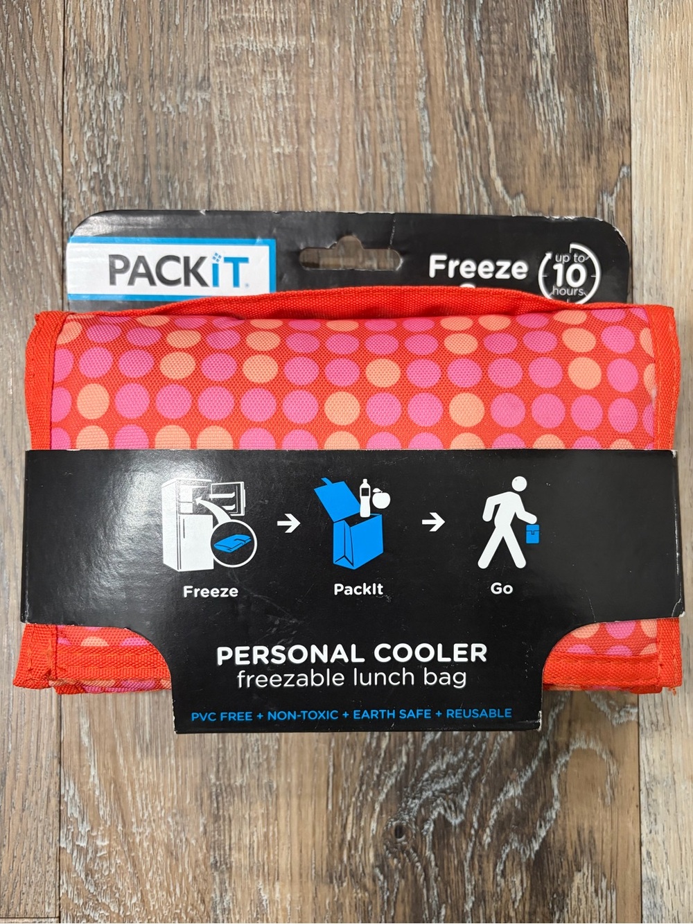 PackIt Personal Cooler Freezeable Lunch Bag - Red with Pink Dots